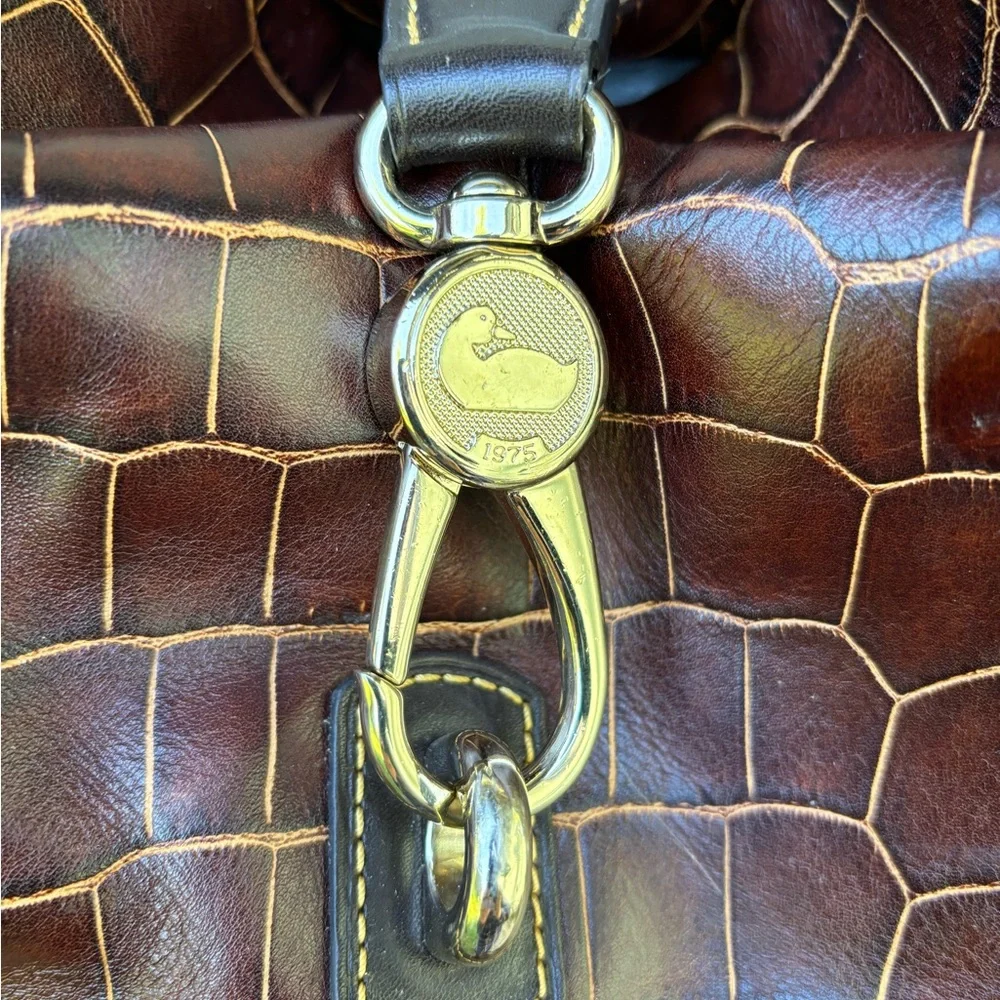 Dooney & Bourke Croc-Patterned Leather Shoulder Bag with Gold Toned Hardware - Picture 2 of 15